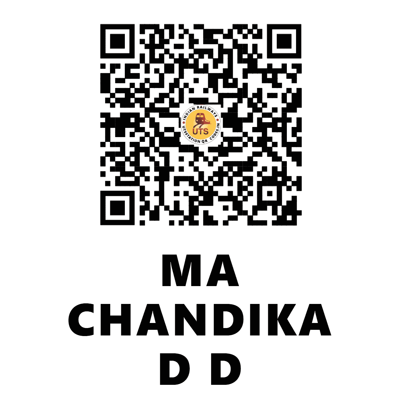 UTS QR Code for MA CHANDIKA D D - MCDA (NR - UTTAR PRADESH)